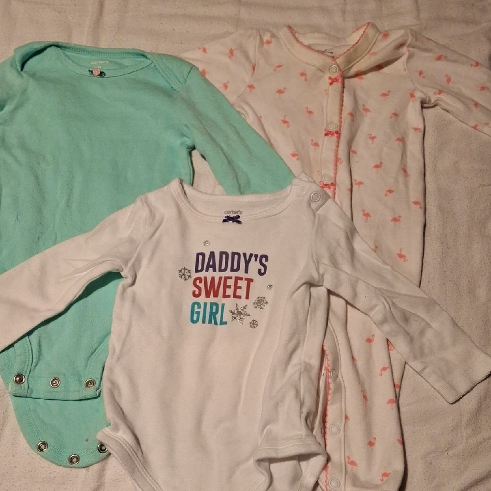 Carter's Mint Green Baby Onesie, 3 Set (Chi019)